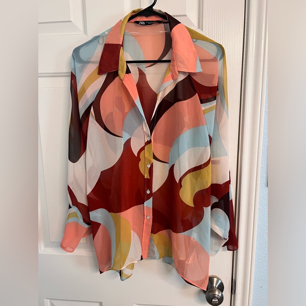 Zara Abstract Sheer Women's Blouse